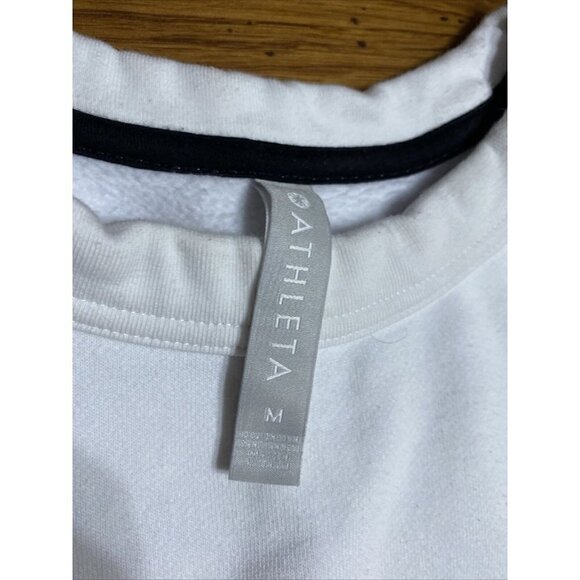 Athleta 24/7 Striped Crew Sweatshirt White with Black Stripes Size M - Picture 4 of 7